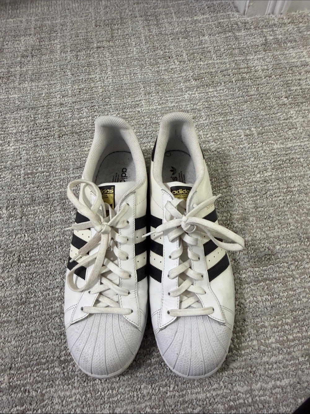 adidas White and Black Classic Shell-Toe Sneakers